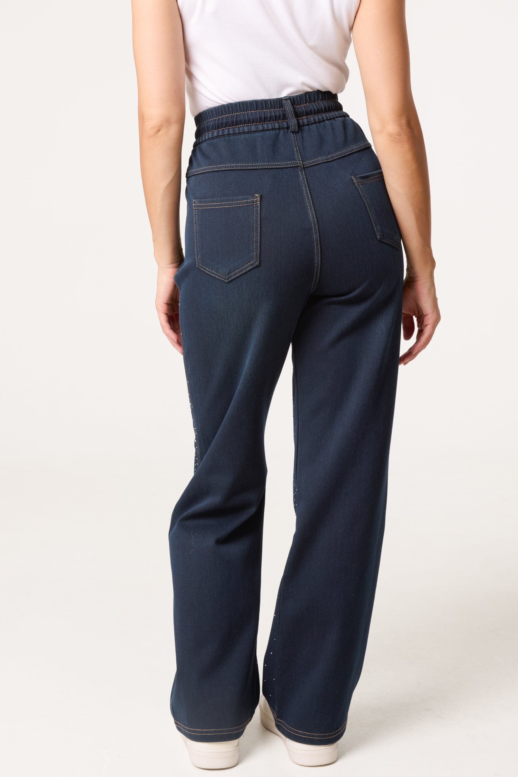 Rhinestone Front Tie Jeans
