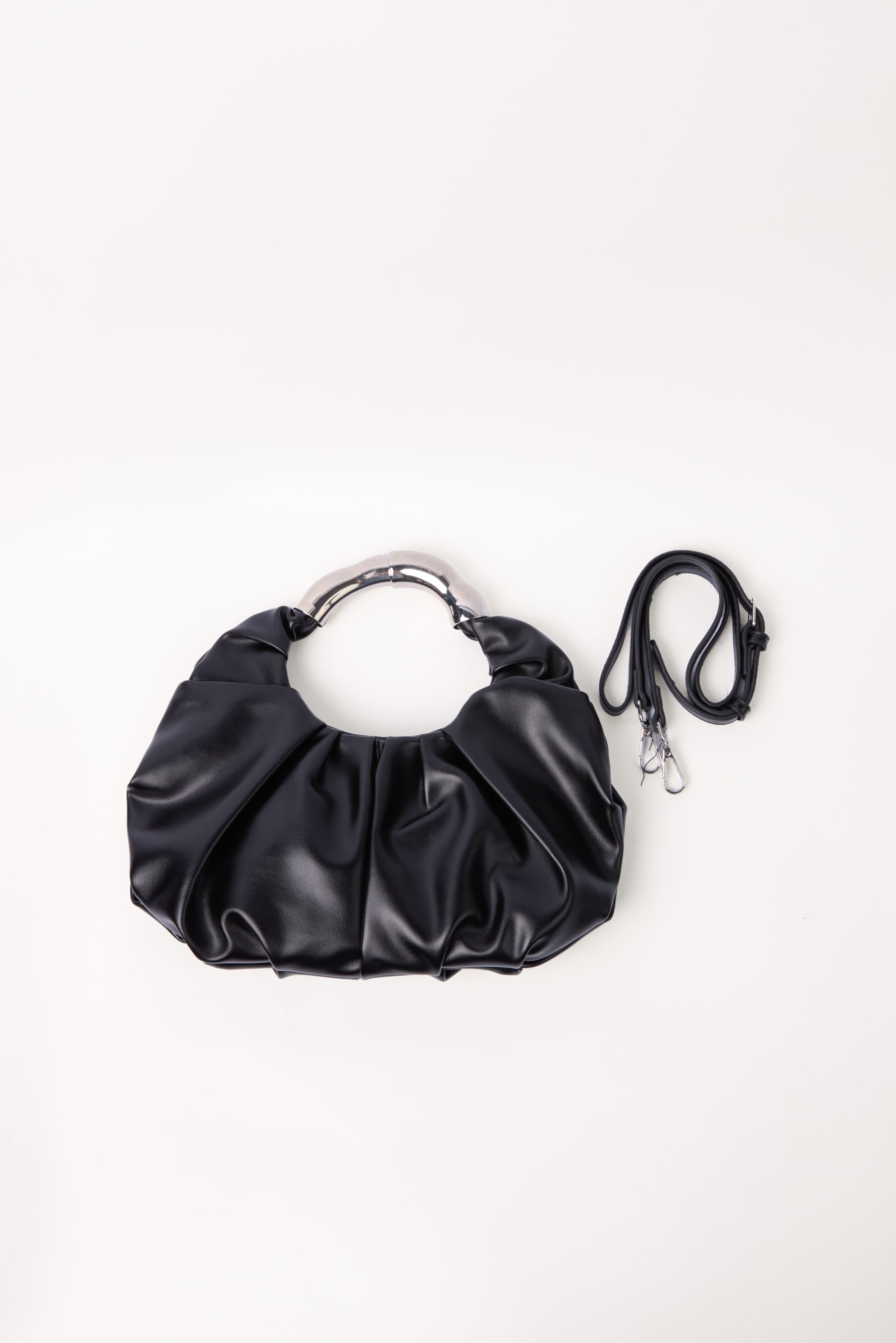 Ruched Metal Handle Handbag