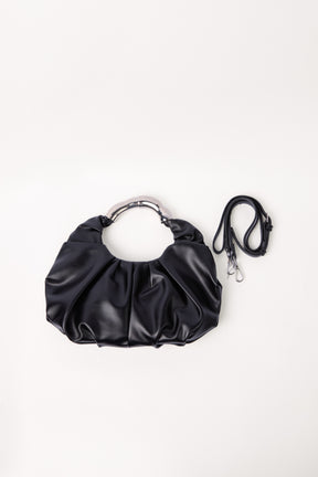 Ruched Metal Handle Handbag