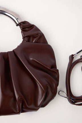 Ruched Metal Handle Handbag