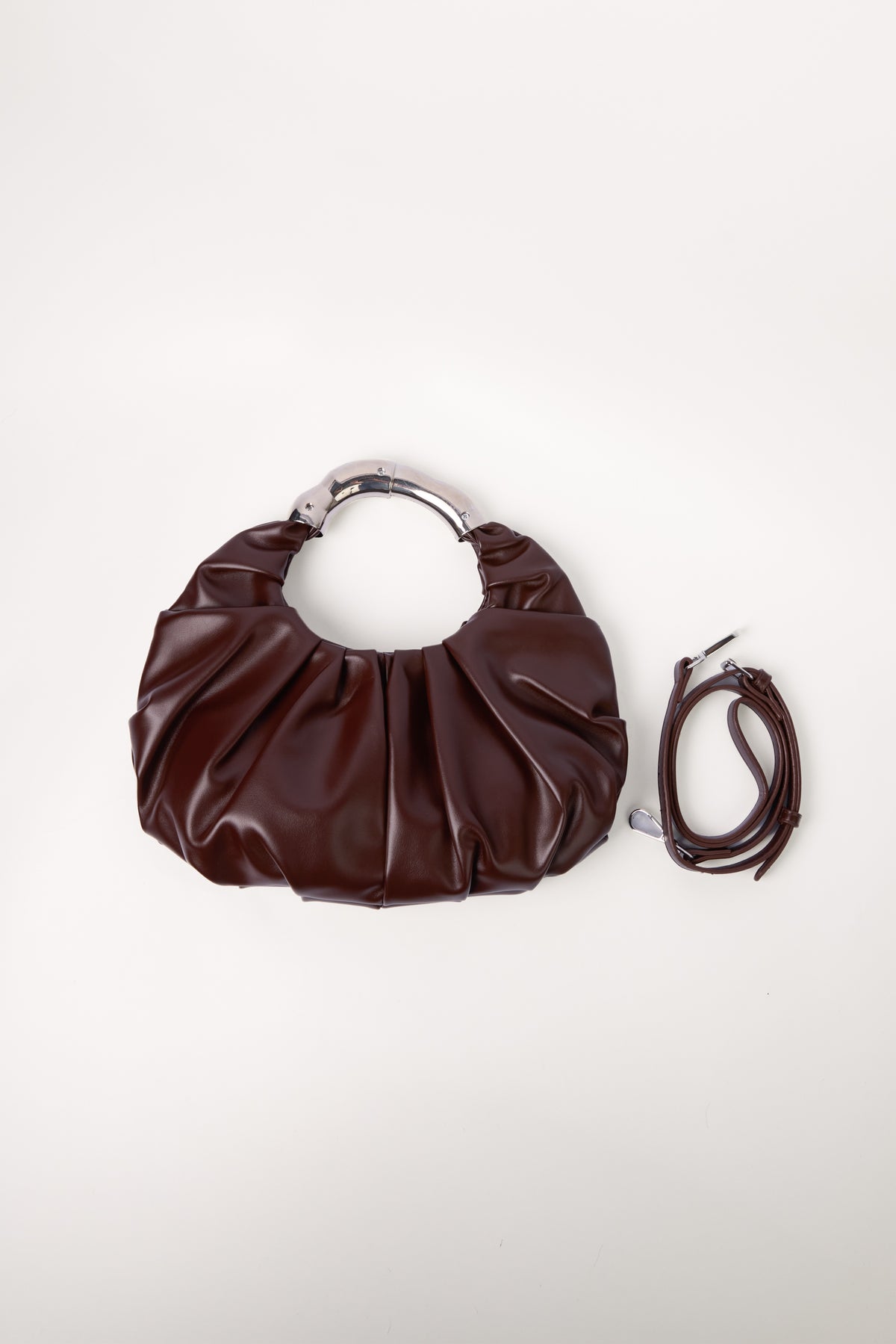 Ruched Metal Handle Handbag