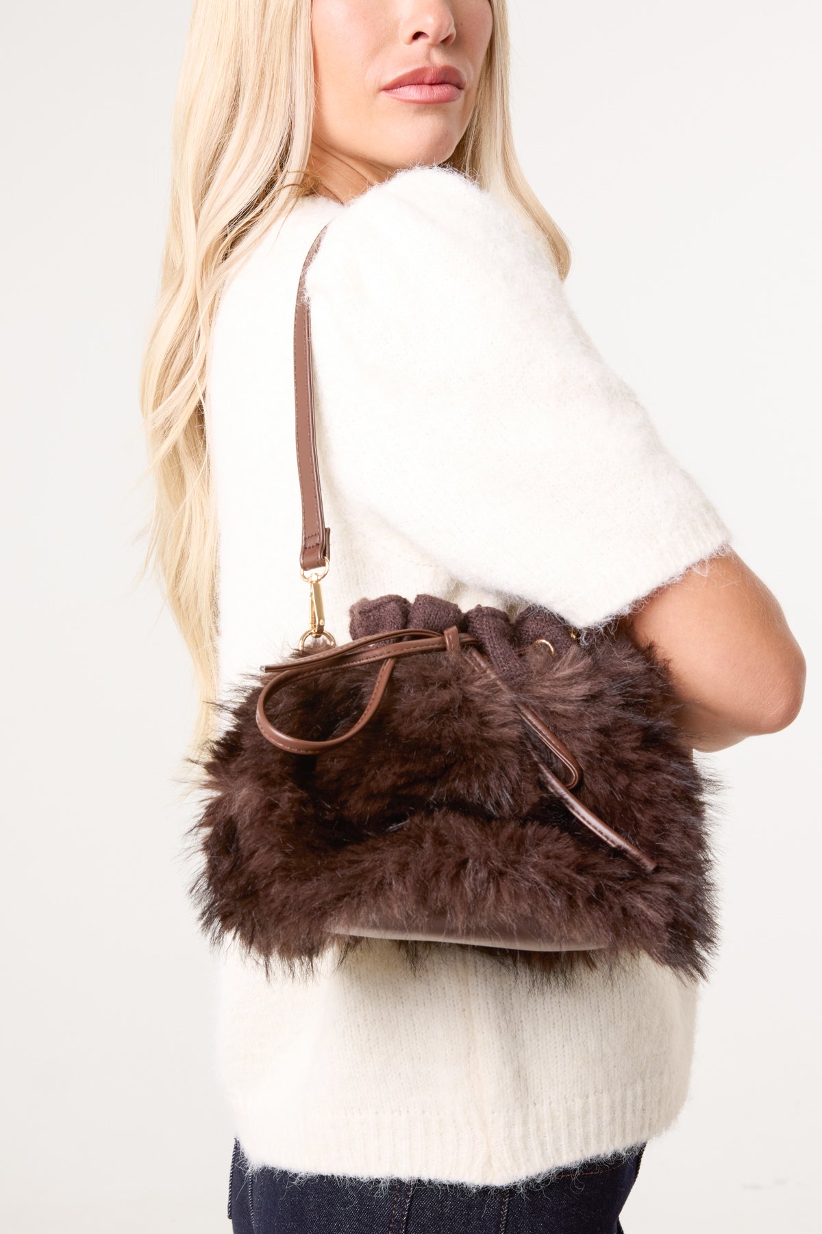 Faux Fur Bow Shoulder Bag