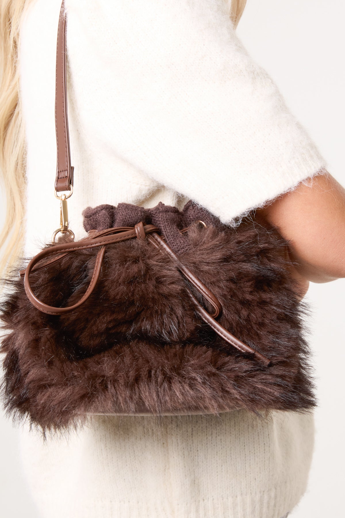 Faux Fur Bow Shoulder Bag