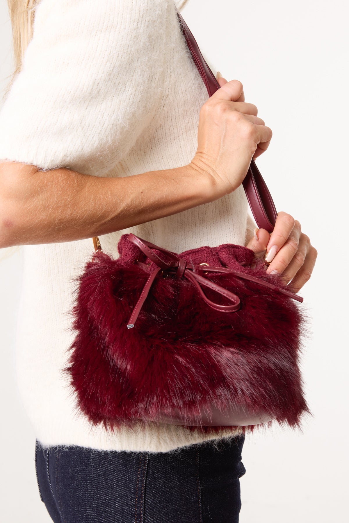 Faux Fur Bow Shoulder Bag