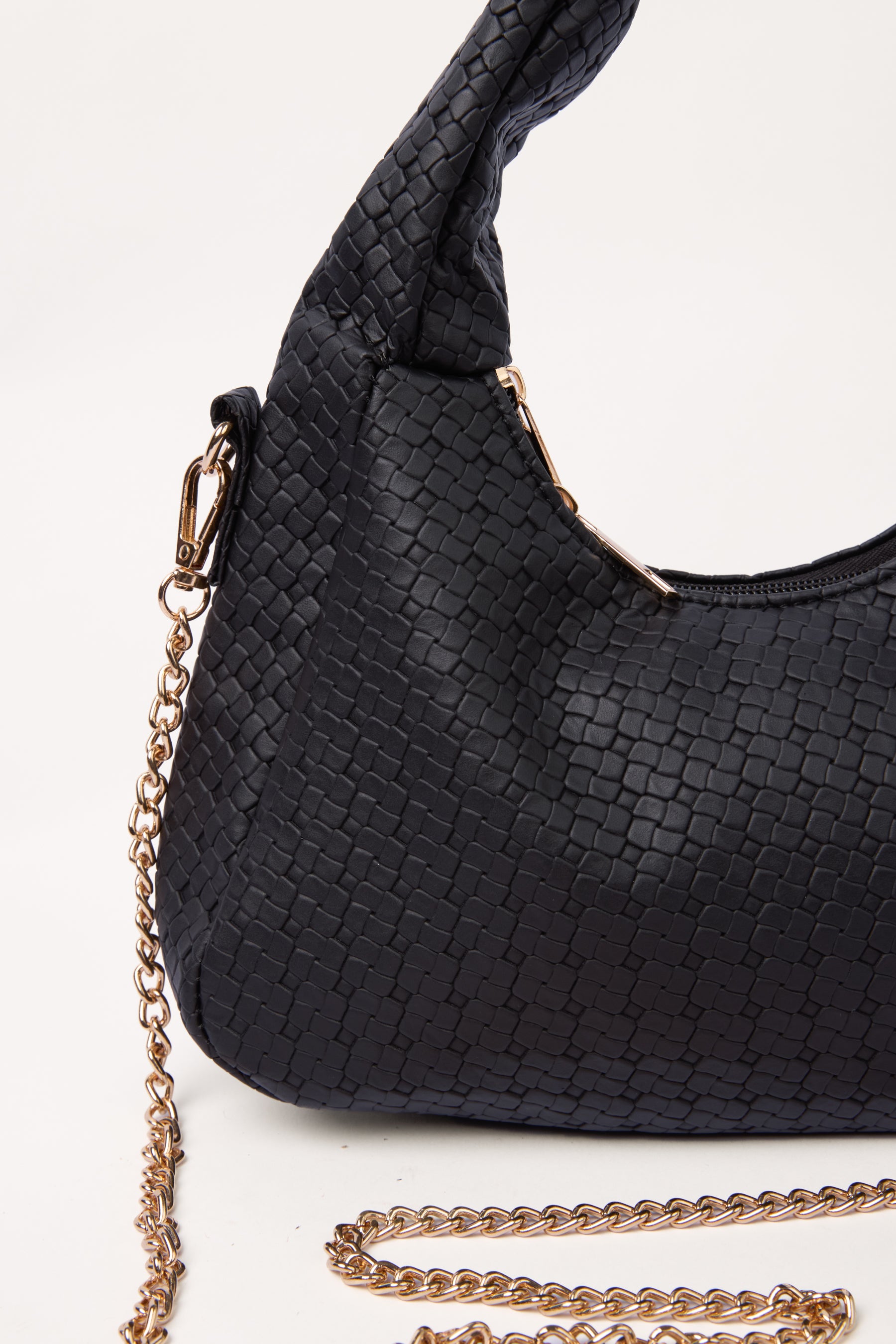 Gold Chain Textured Shoulder Bag