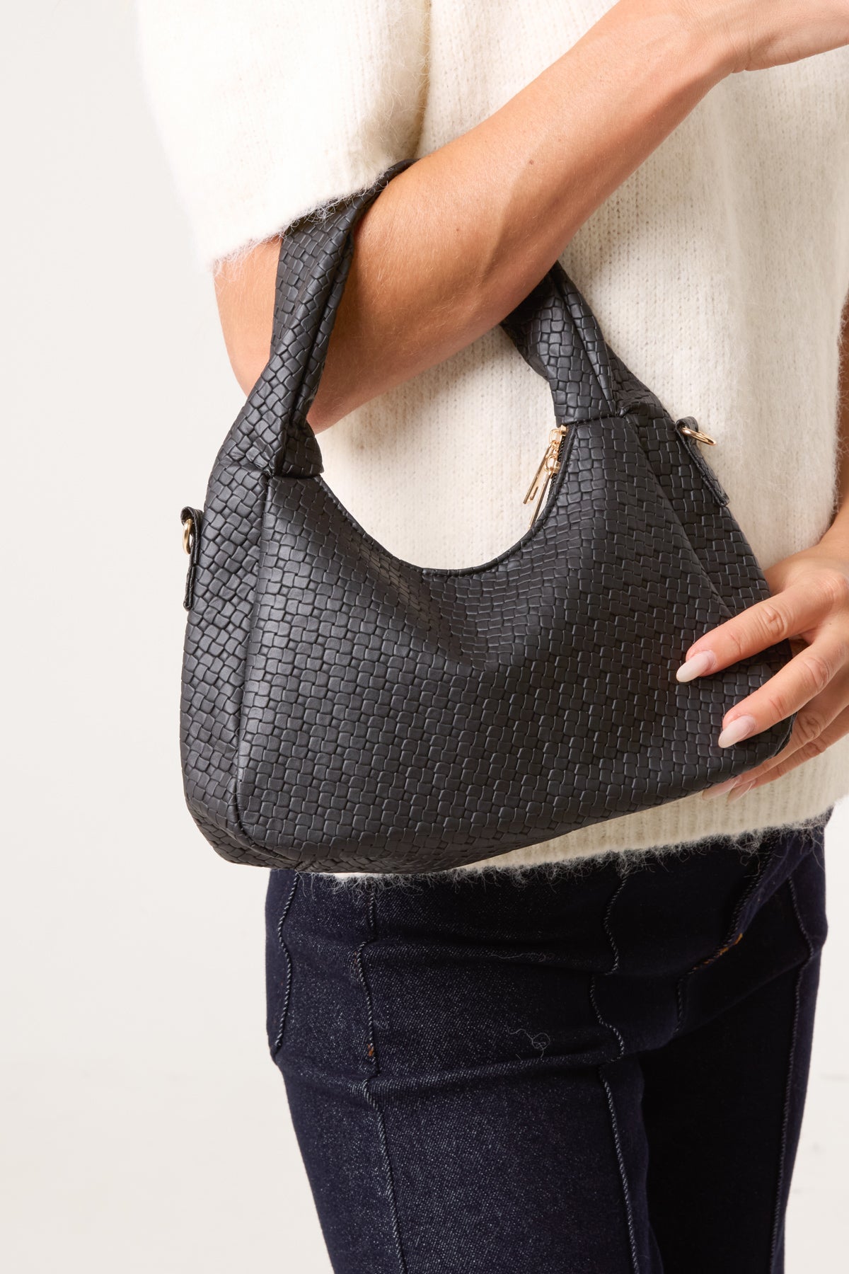 Gold Chain Textured Shoulder Bag