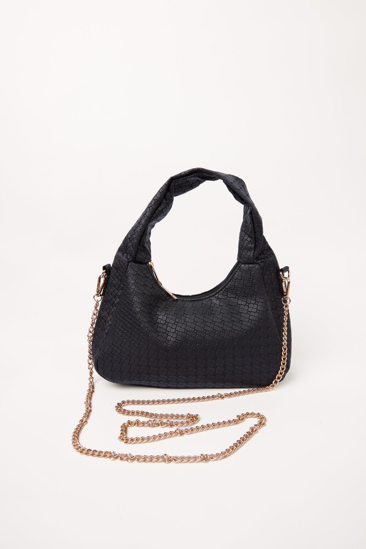 Gold Chain Textured Shoulder Bag