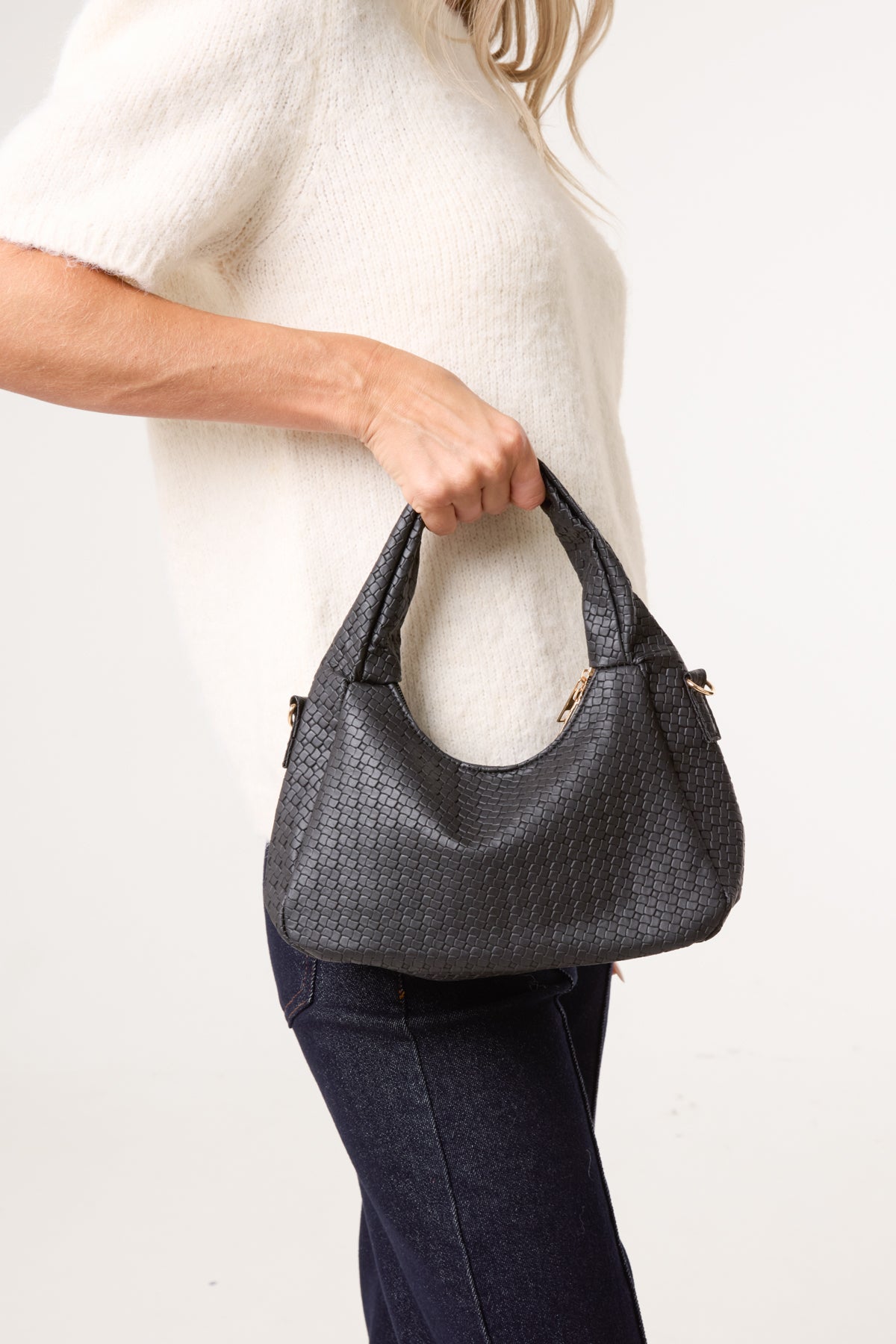 Gold Chain Textured Shoulder Bag