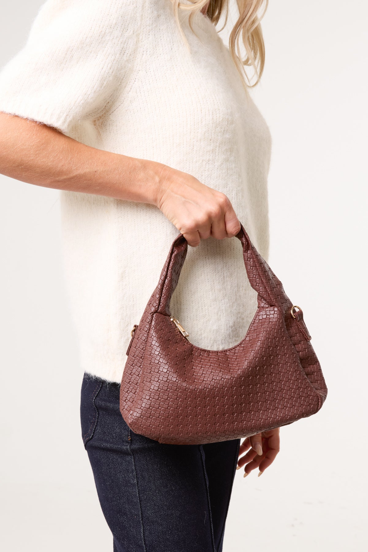 Gold Chain Textured Shoulder Bag