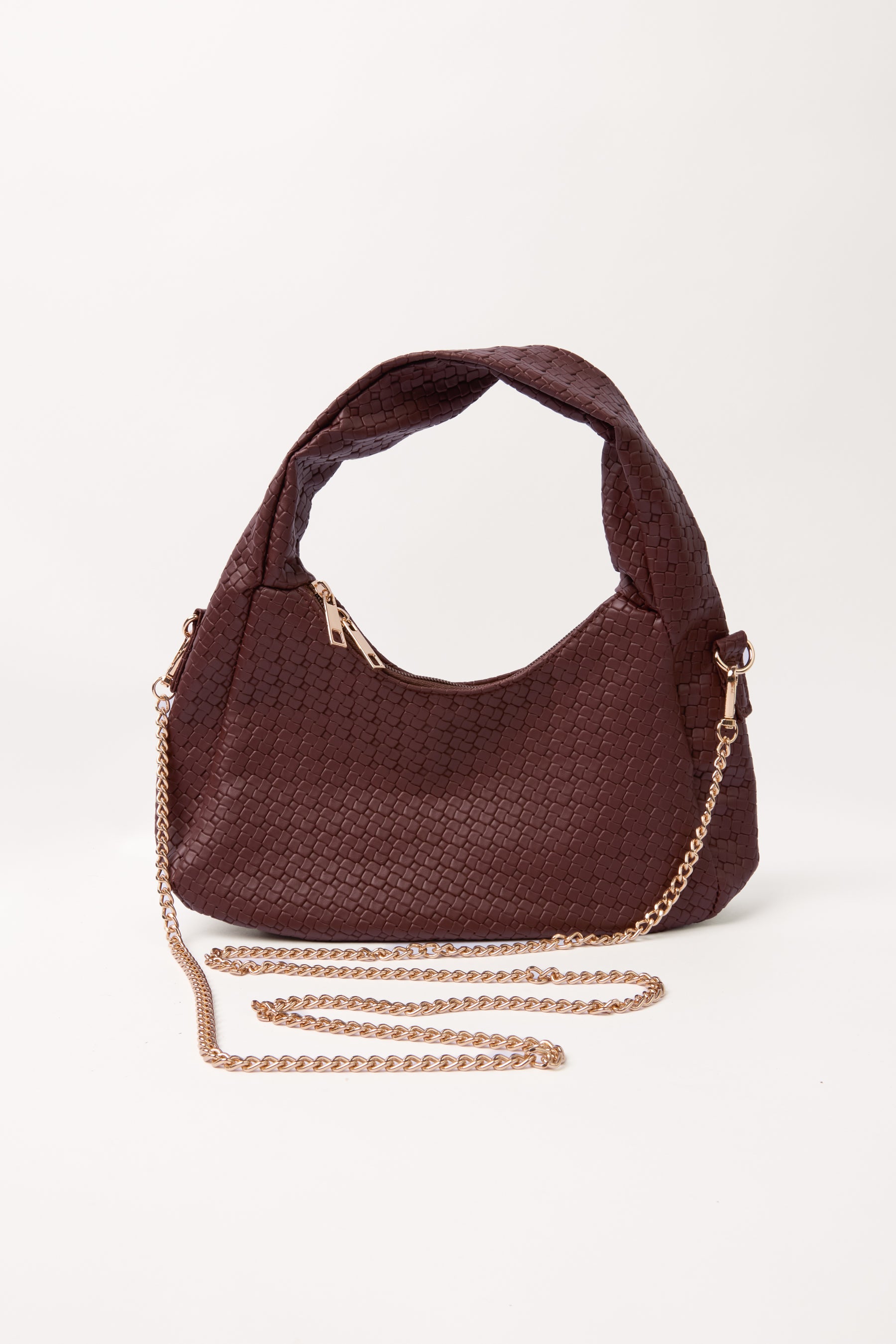 Gold Chain Textured Shoulder Bag