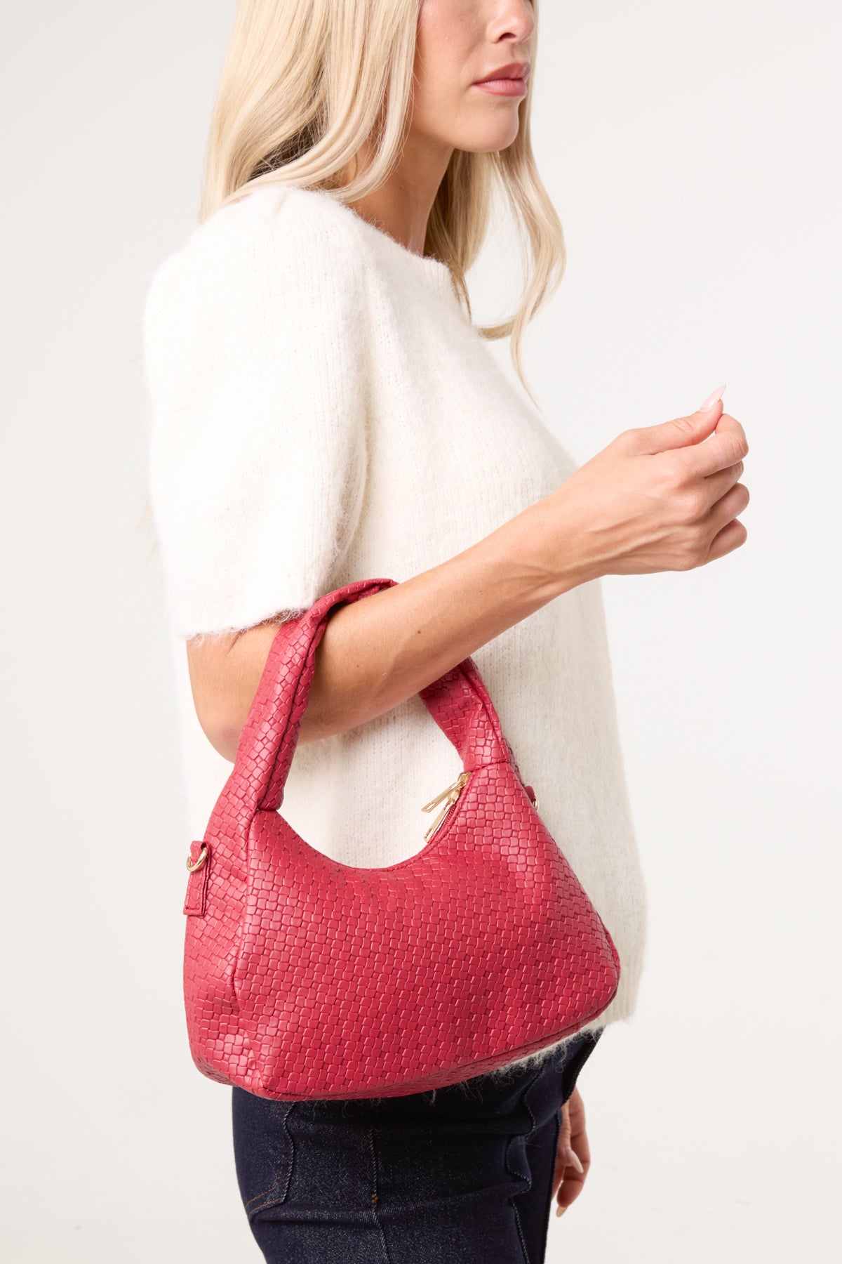 Gold Chain Textured Shoulder Bag