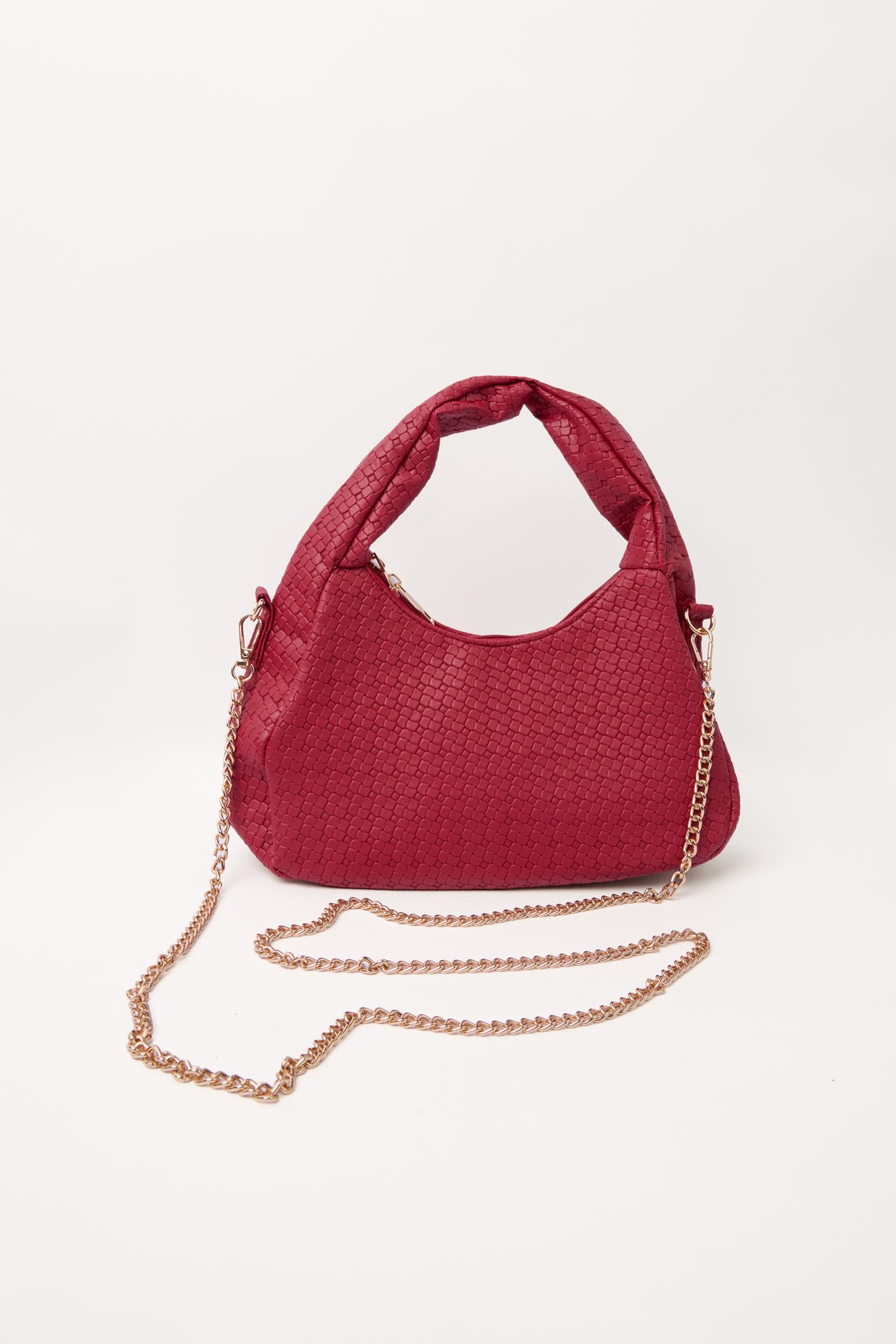 Gold Chain Textured Shoulder Bag