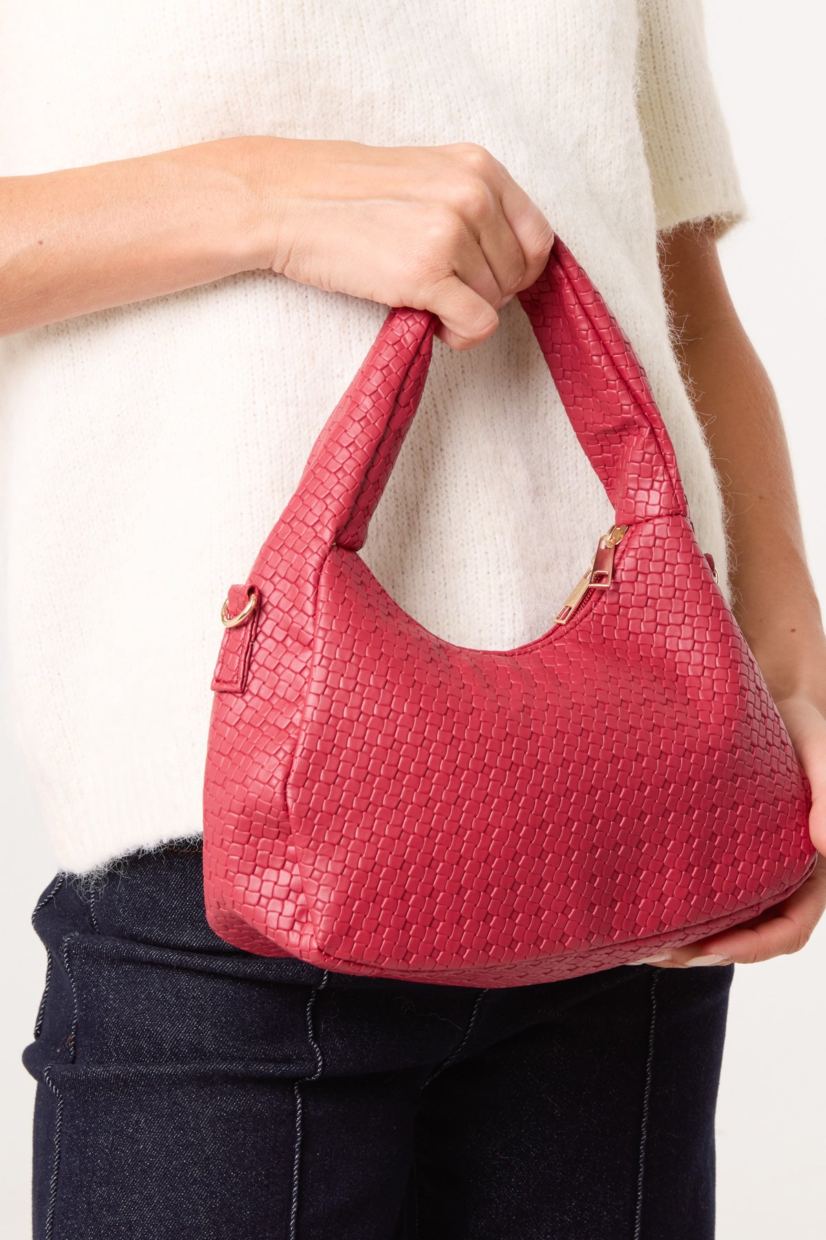 Gold Chain Textured Shoulder Bag