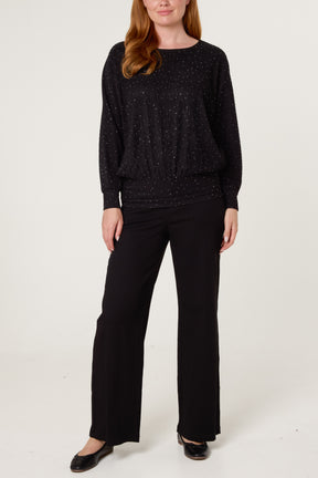 Rhinestone Batwing Top