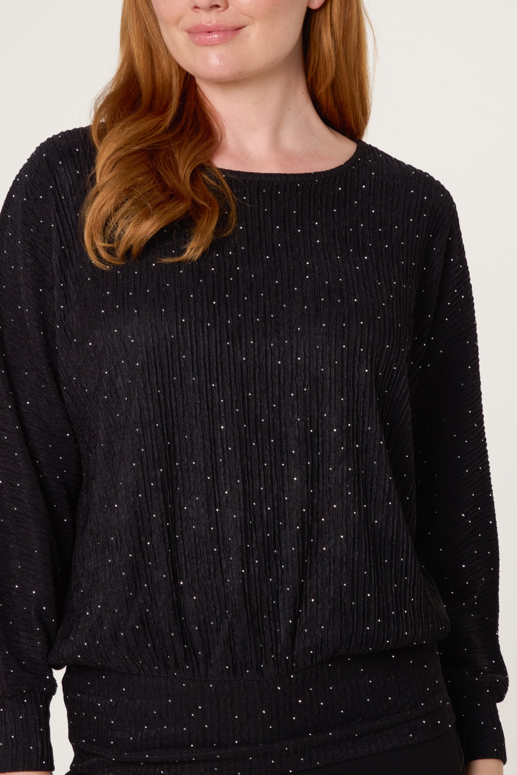 Rhinestone Batwing Top