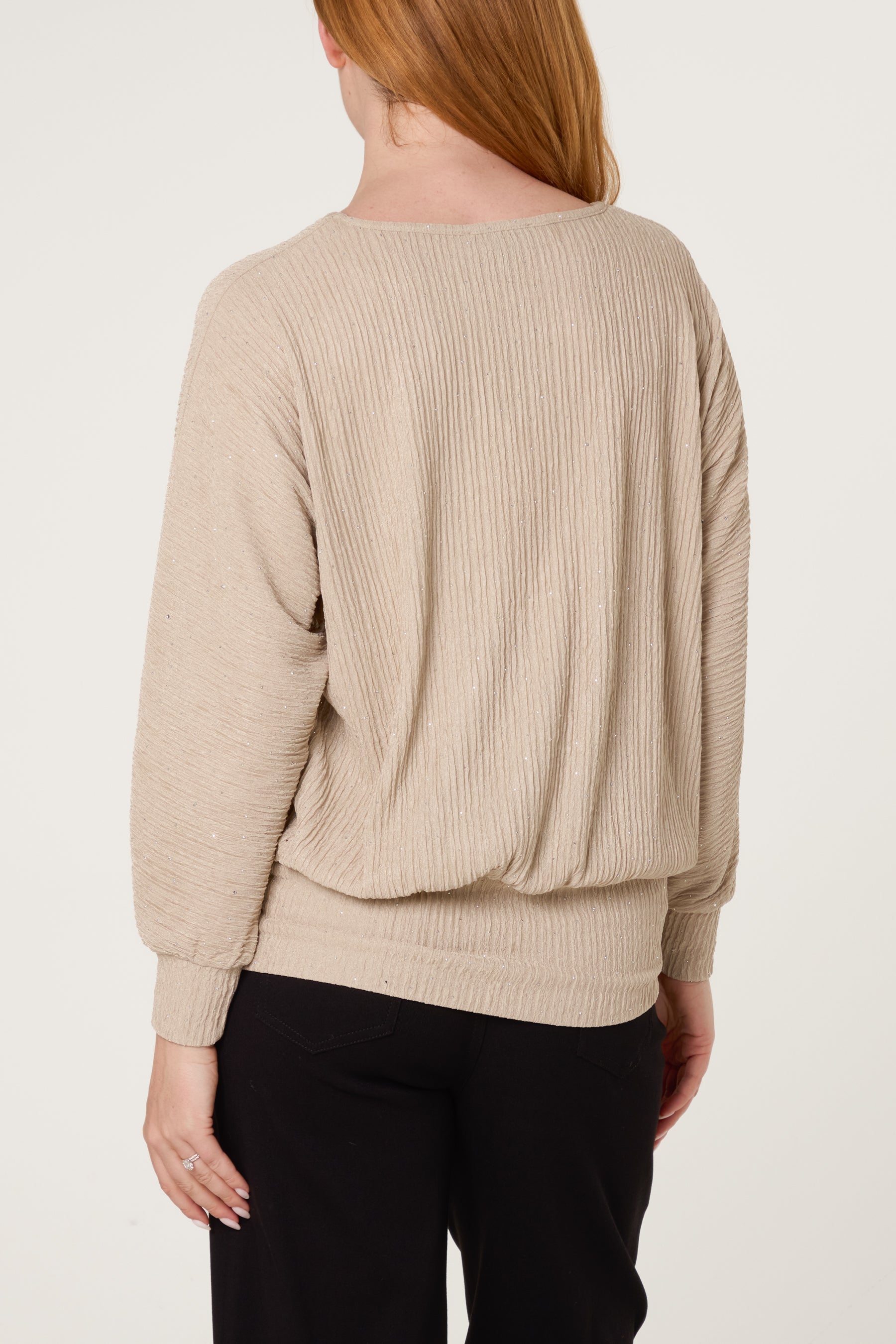Rhinestone Batwing Top