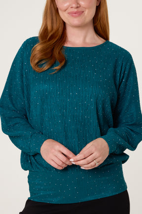 Rhinestone Batwing Top