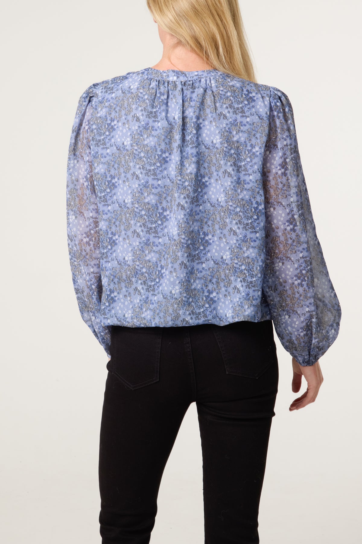 Embellished Grandad Tie Neck Blouse