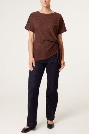 Side Tie Crinkle Top
