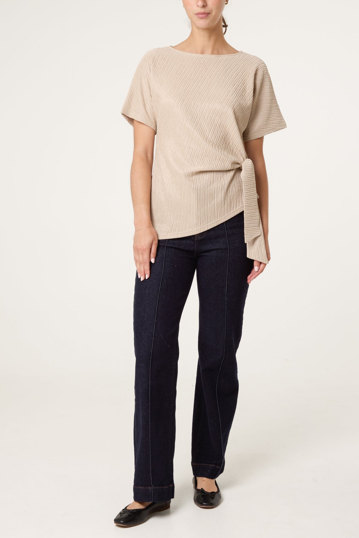 Side Tie Crinkle Top