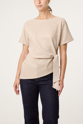 Side Tie Crinkle Top