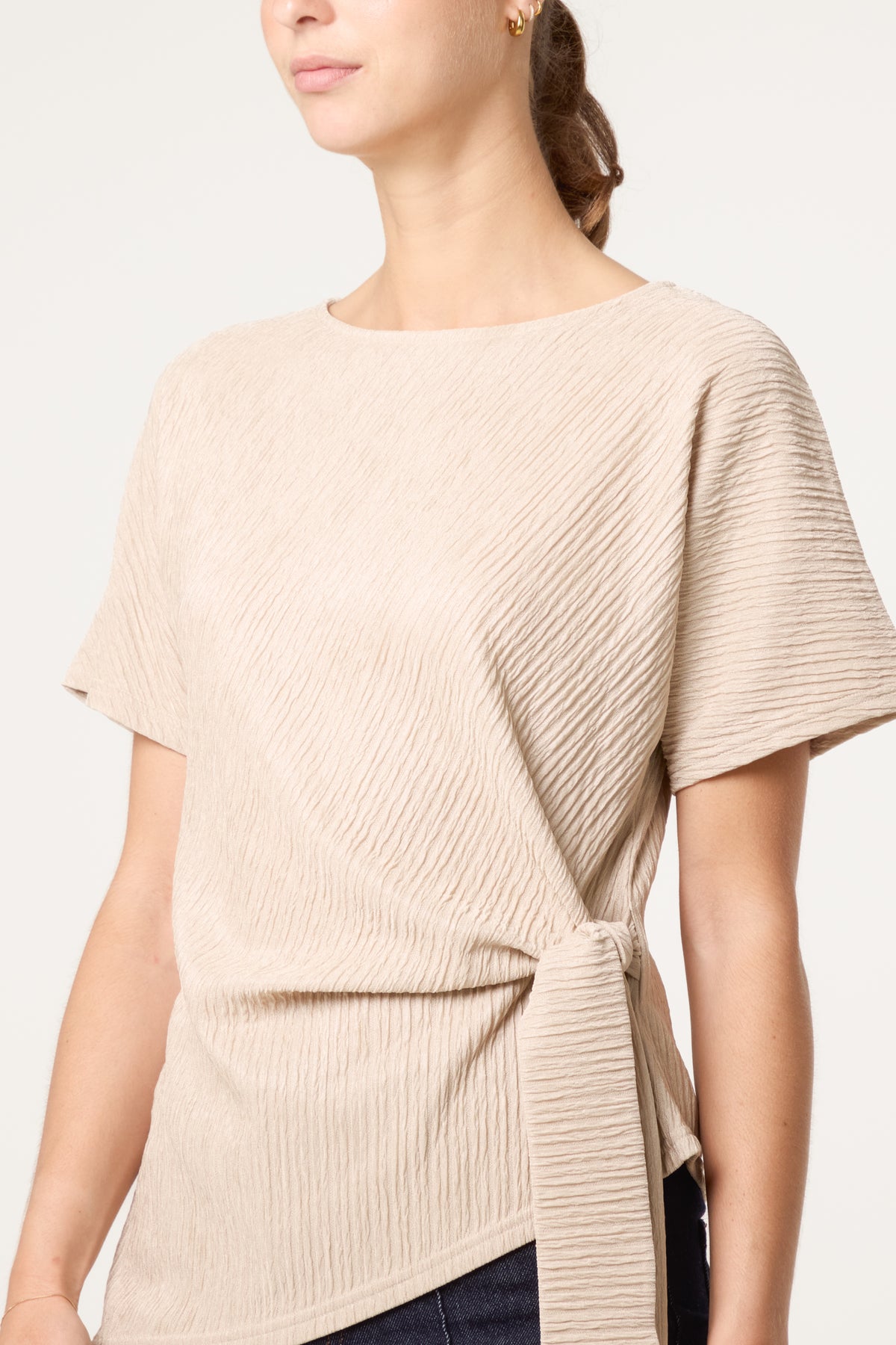 Side Tie Crinkle Top