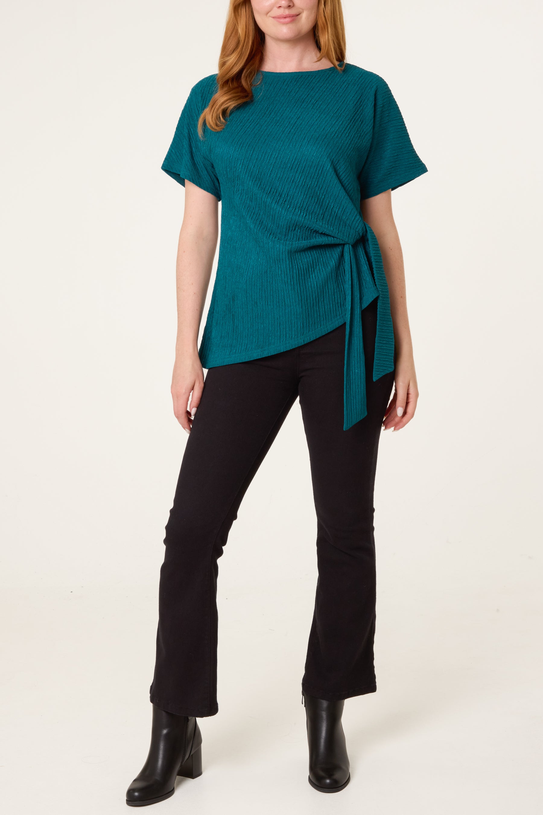Side Tie Crinkle Top