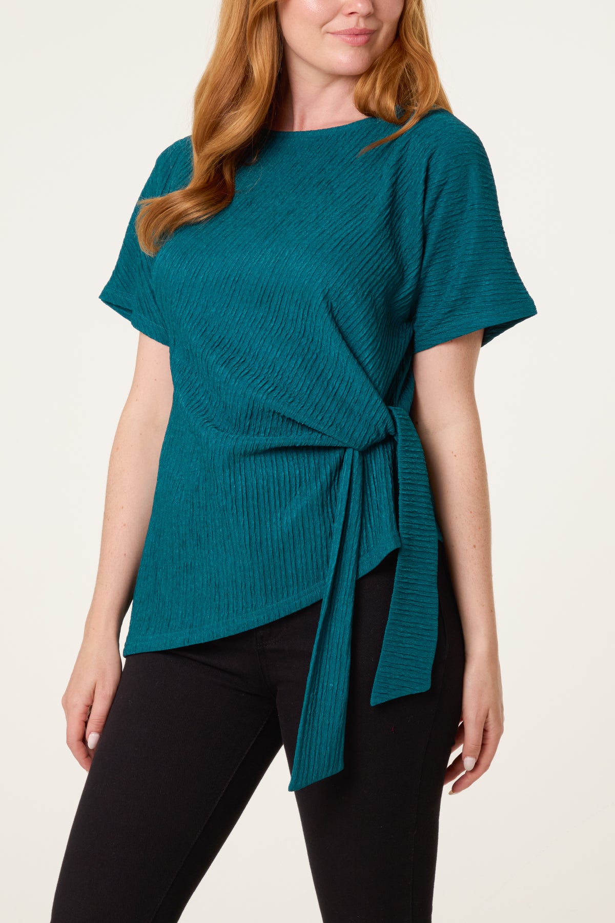 Side Tie Crinkle Top