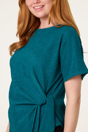 Side Tie Crinkle Top