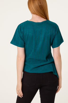 Side Tie Crinkle Top