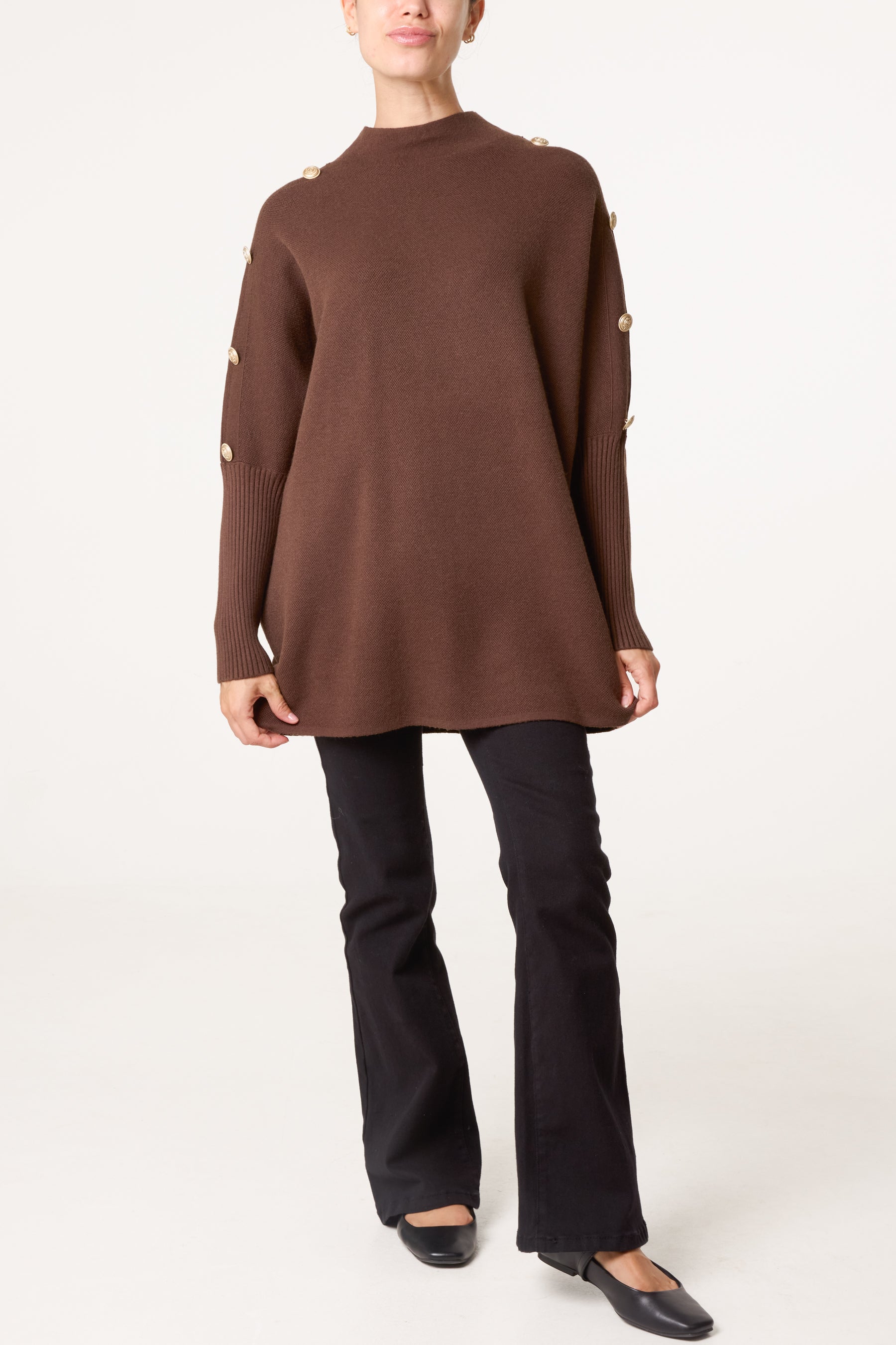 Military Button Knitted Jumper
