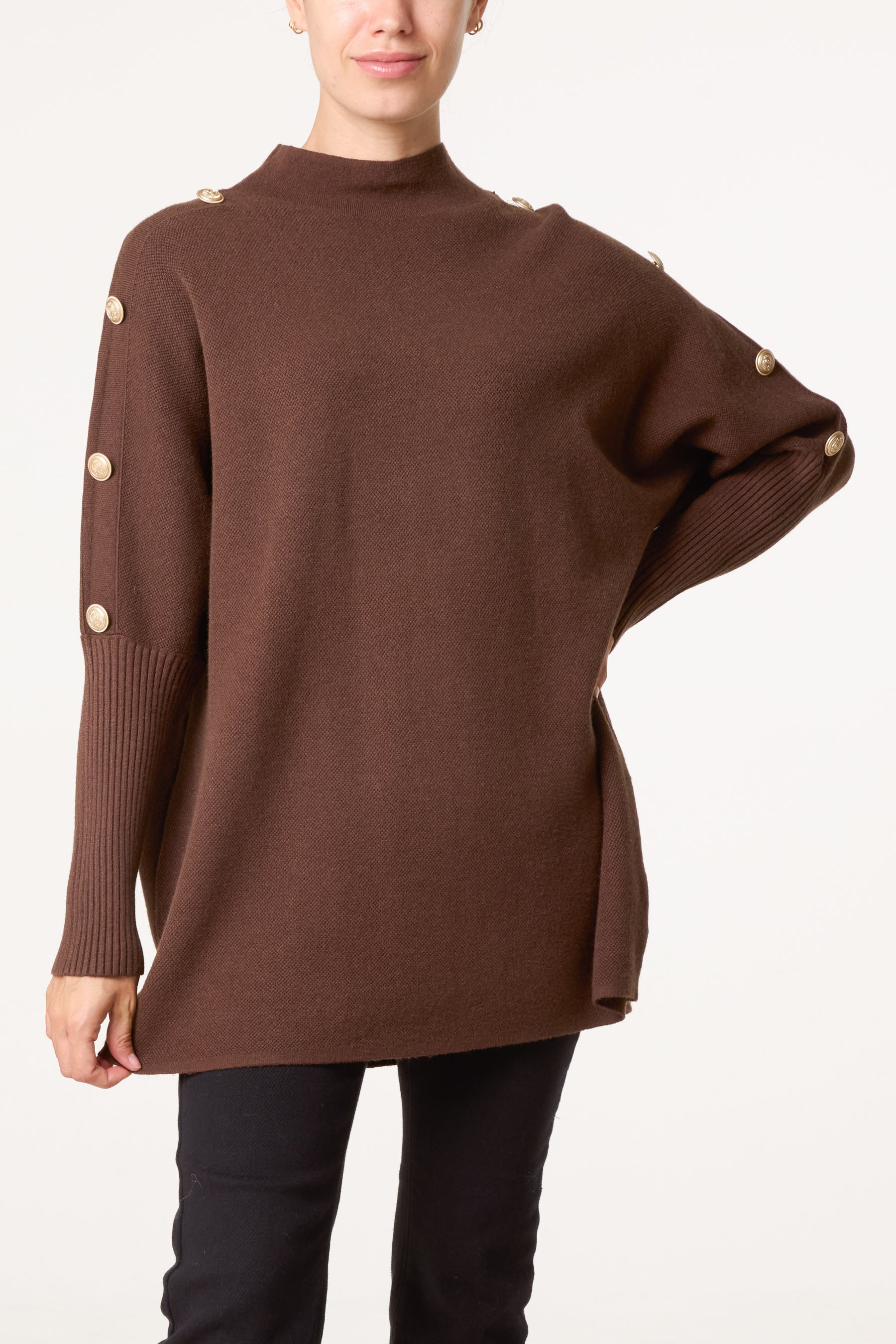 Military Button Knitted Jumper