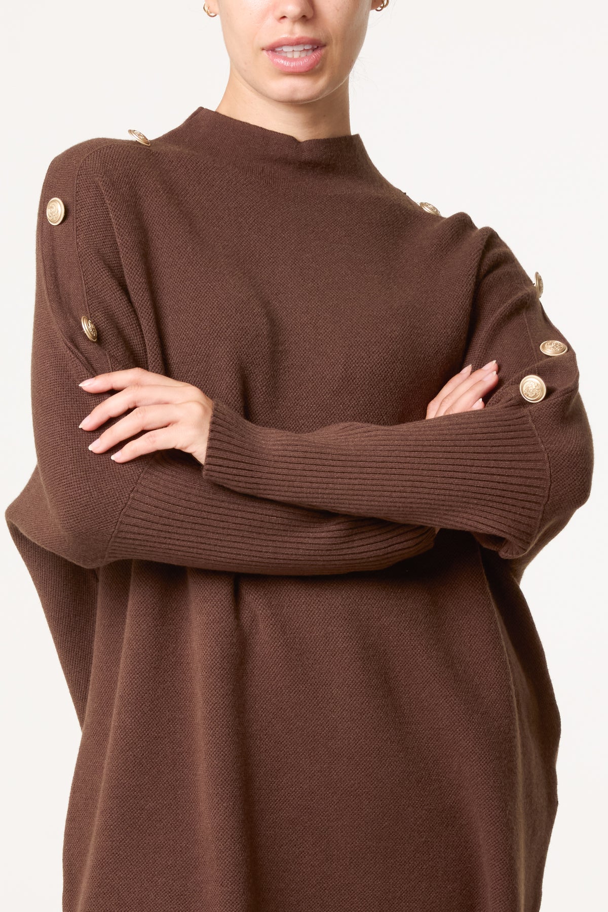 Military Button Knitted Jumper