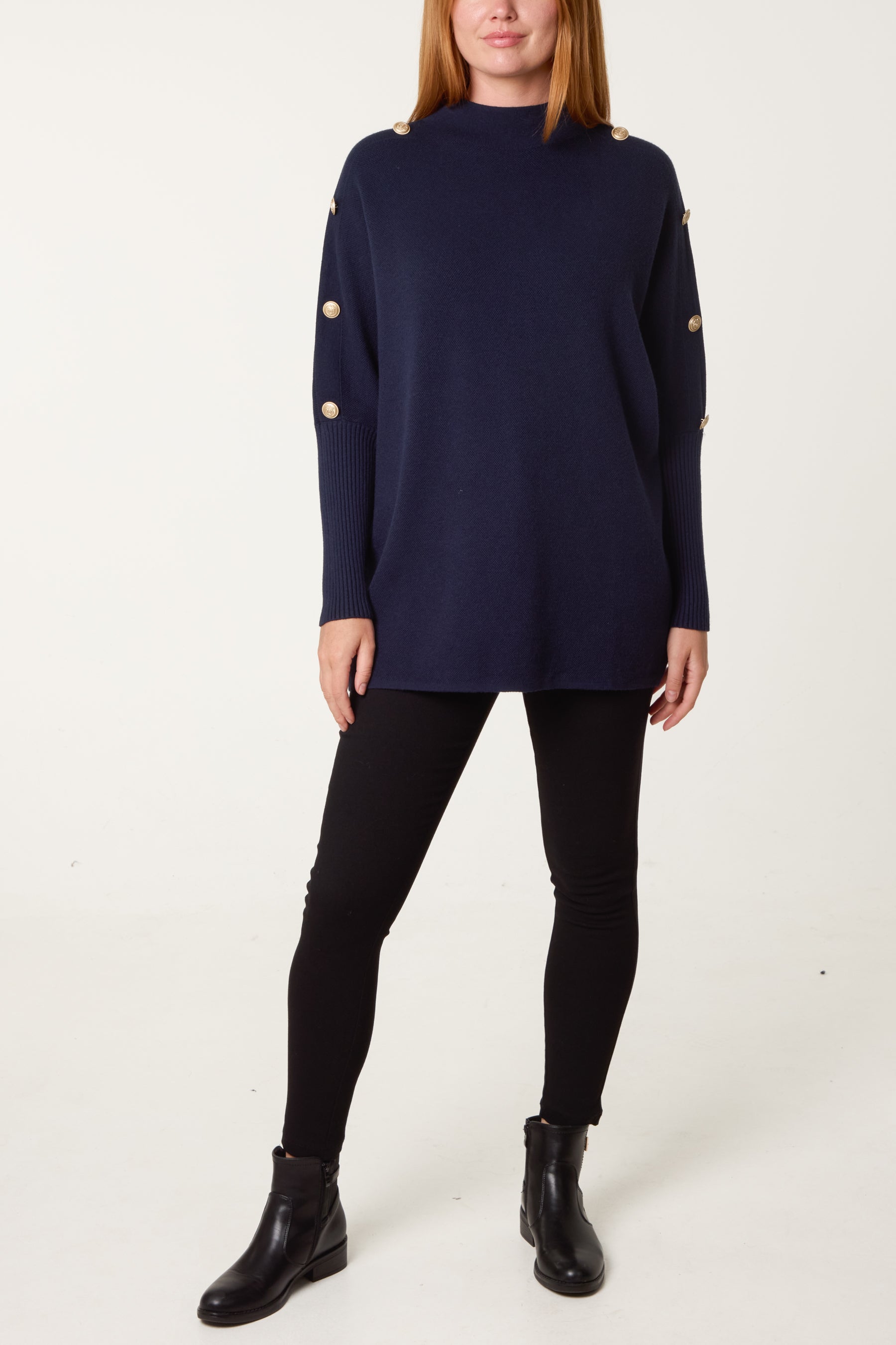 Military Button Knitted Jumper