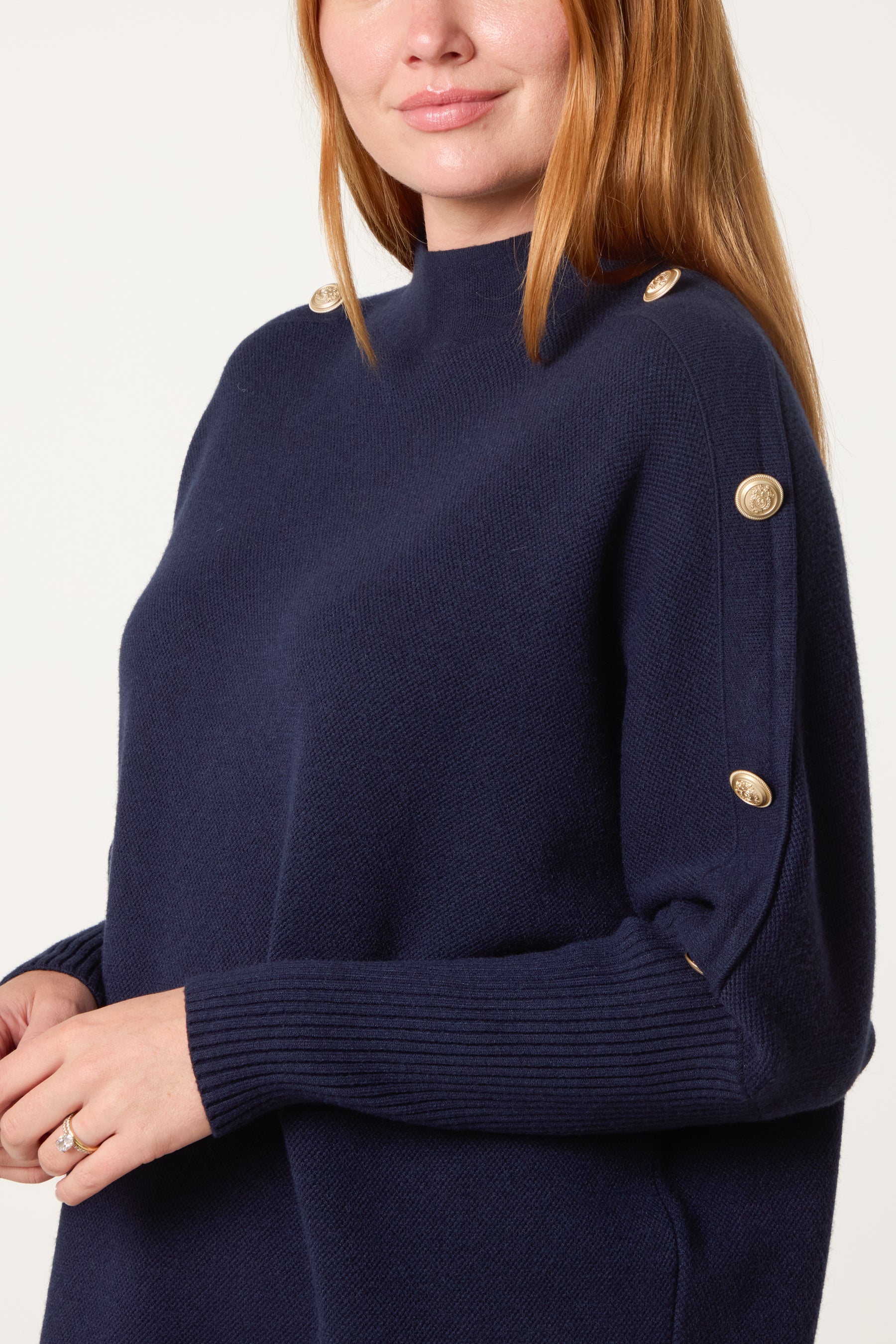 Military Button Knitted Jumper