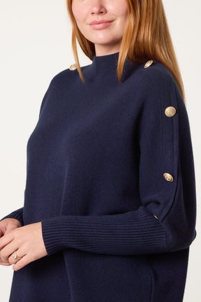 Military Button Knitted Jumper