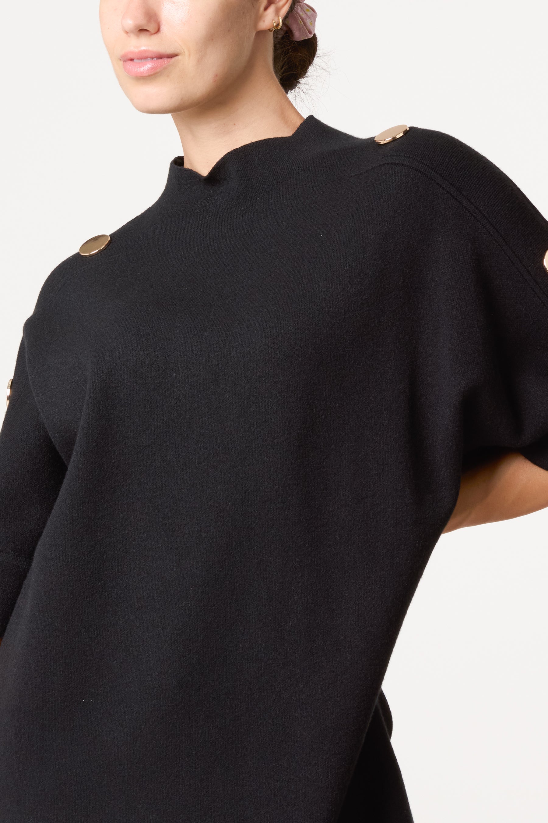 Short Sleeve Button Detail Jumper