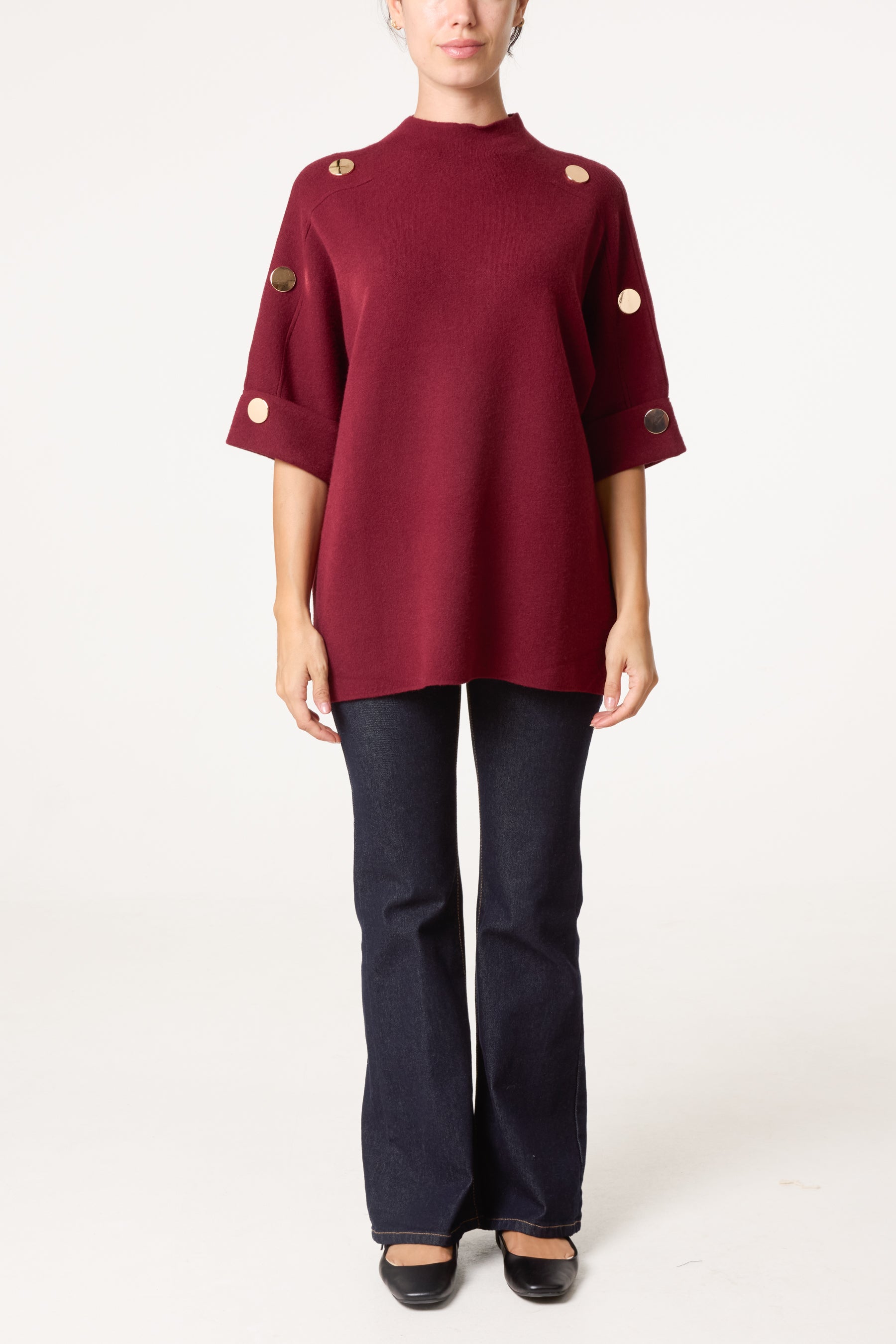 Short Sleeve Button Detail Jumper