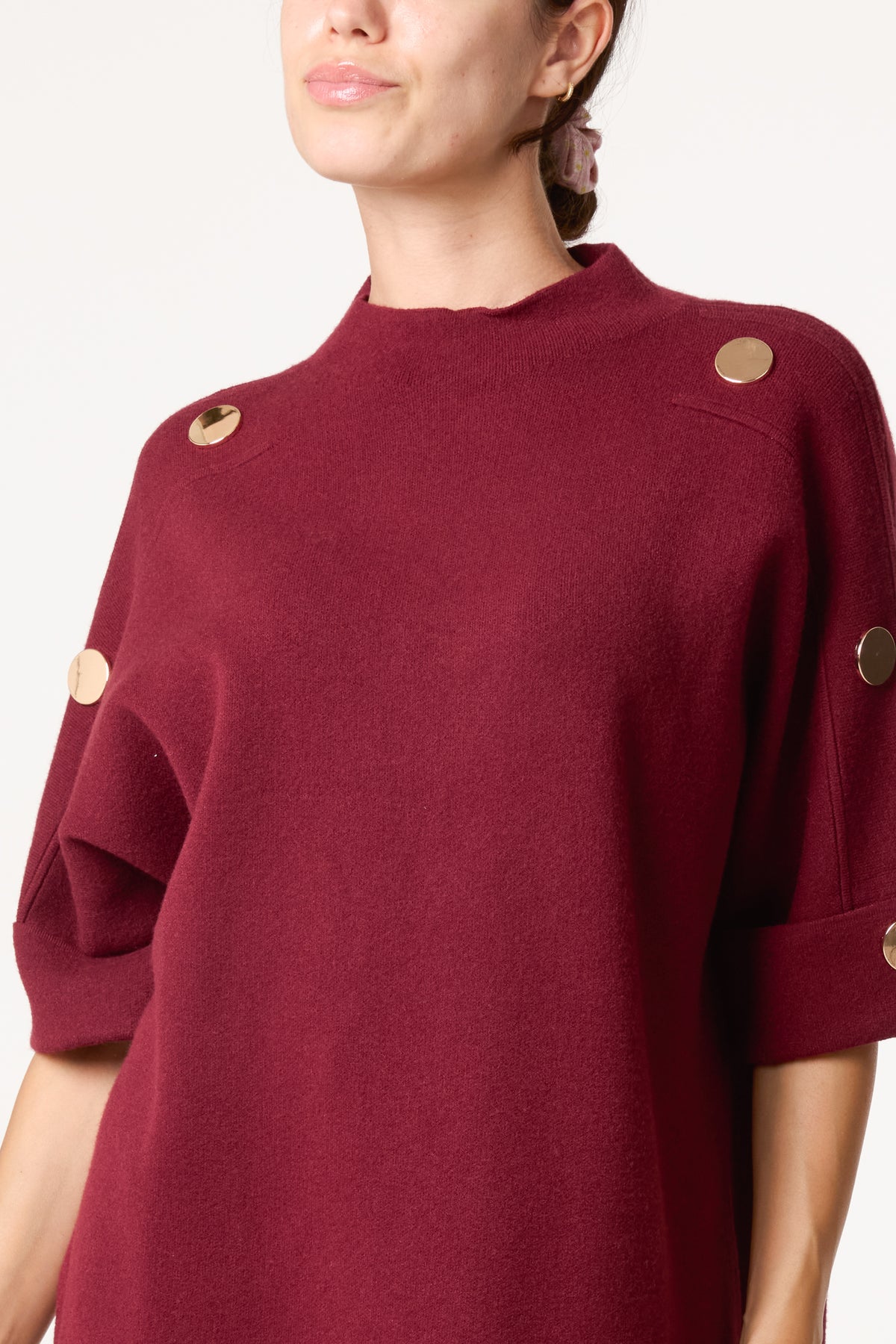 Short Sleeve Button Detail Jumper