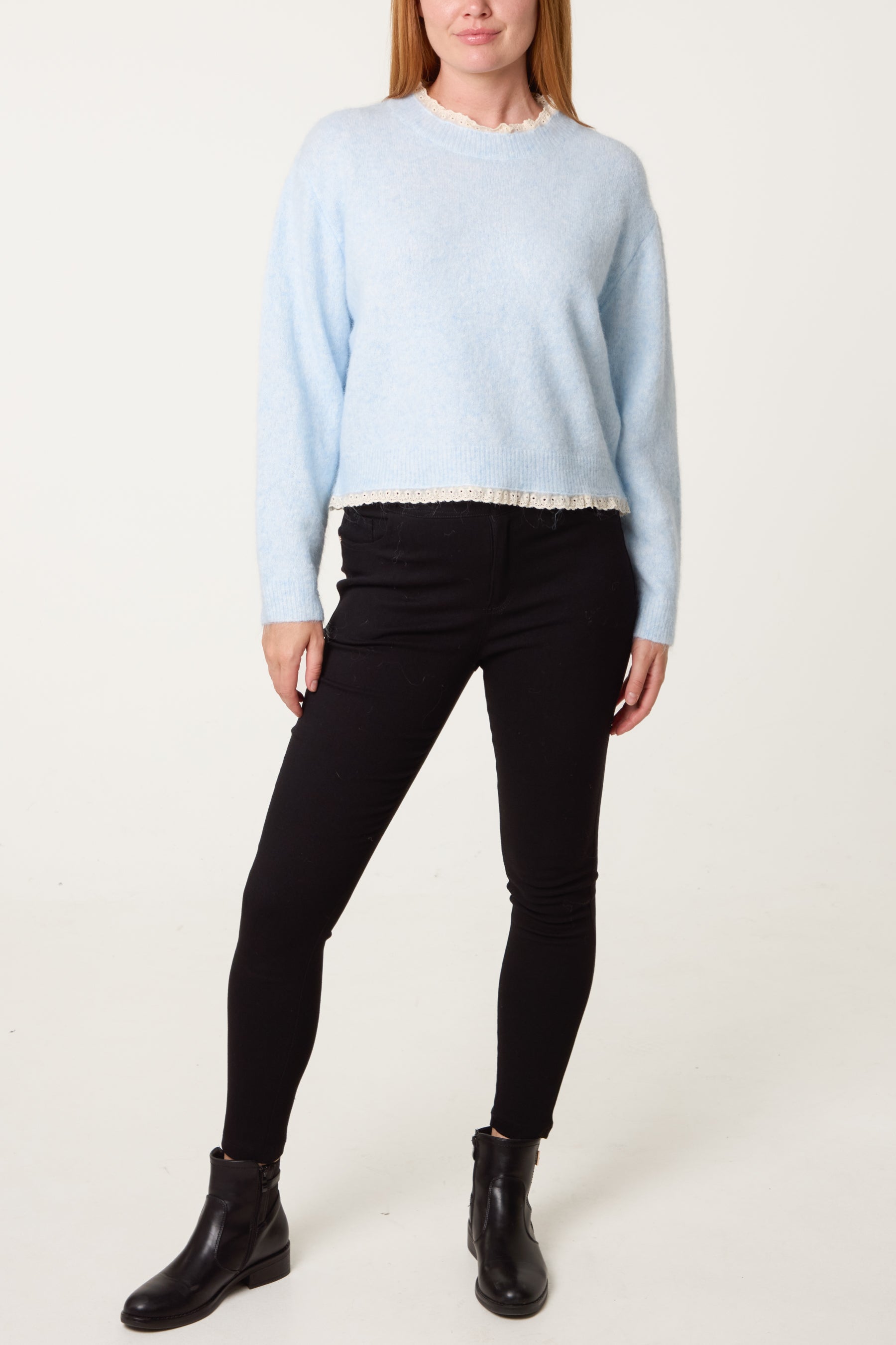 Lace Trim & Neck Knit Jumper