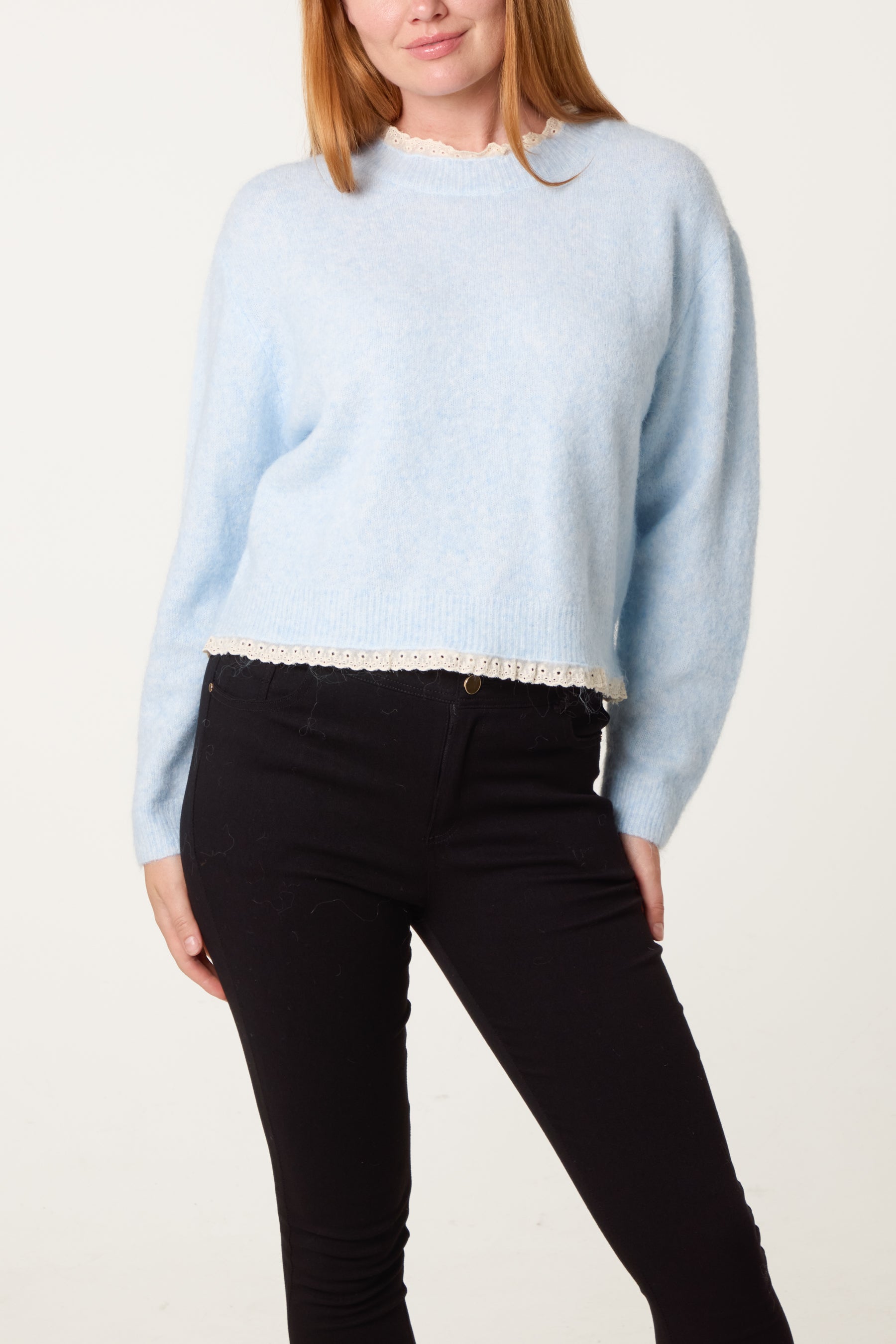 Lace Trim & Neck Knit Jumper