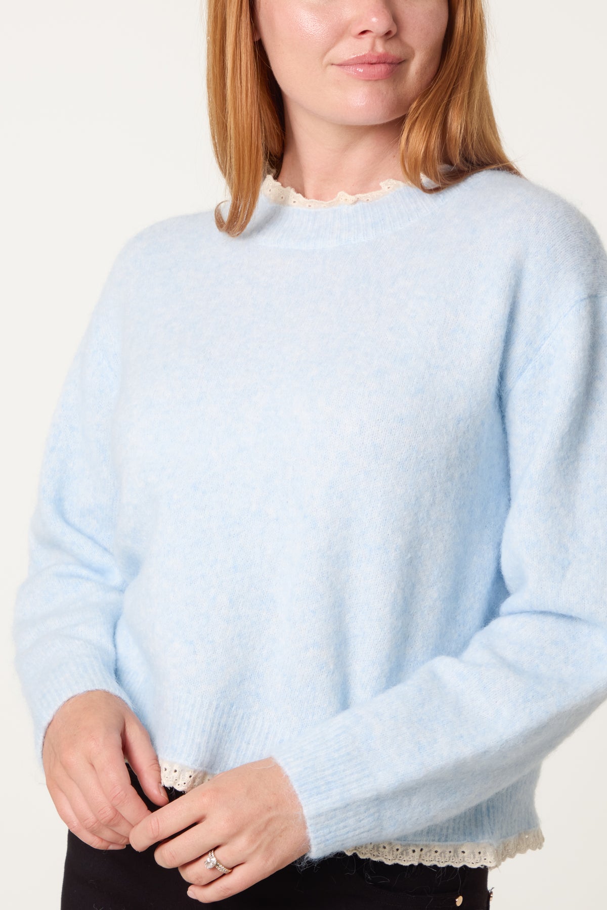 Lace Trim & Neck Knit Jumper