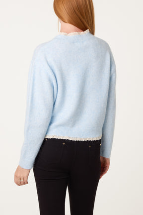 Lace Trim & Neck Knit Jumper