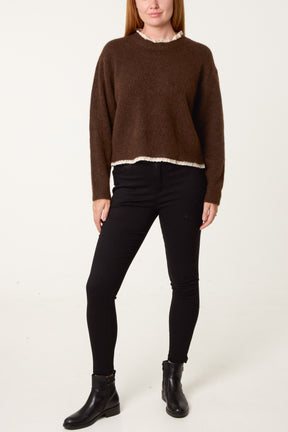 Lace Trim & Neck Knit Jumper