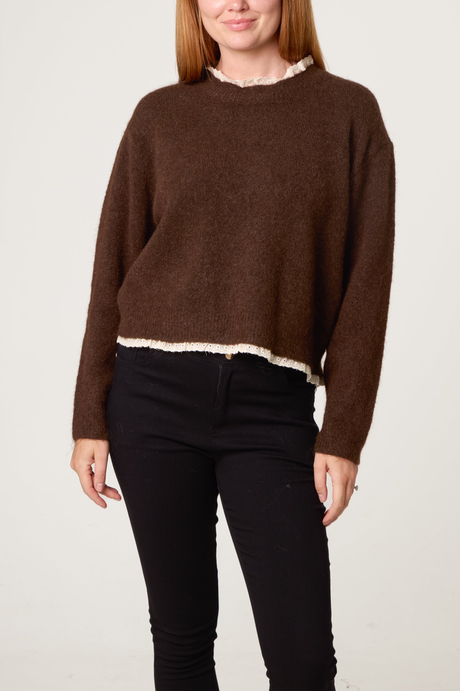 Lace Trim & Neck Knit Jumper