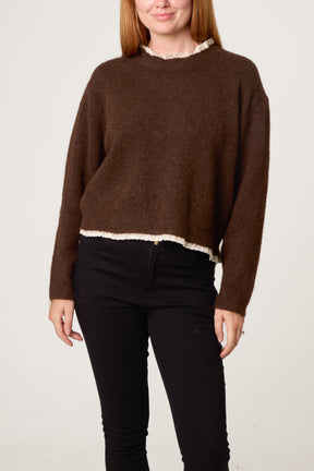 Lace Trim & Neck Knit Jumper