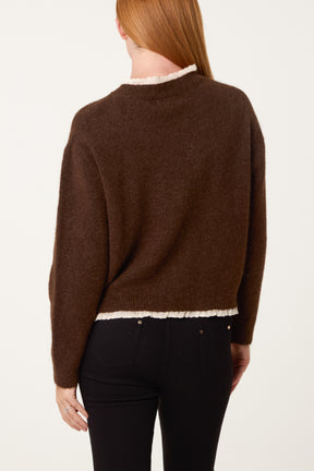 Lace Trim & Neck Knit Jumper