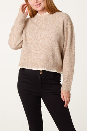 Lace Trim & Neck Knit Jumper