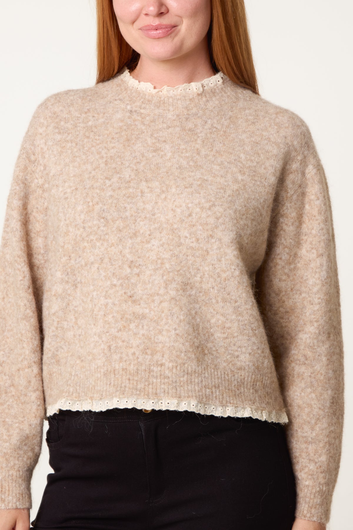 Lace Trim & Neck Knit Jumper
