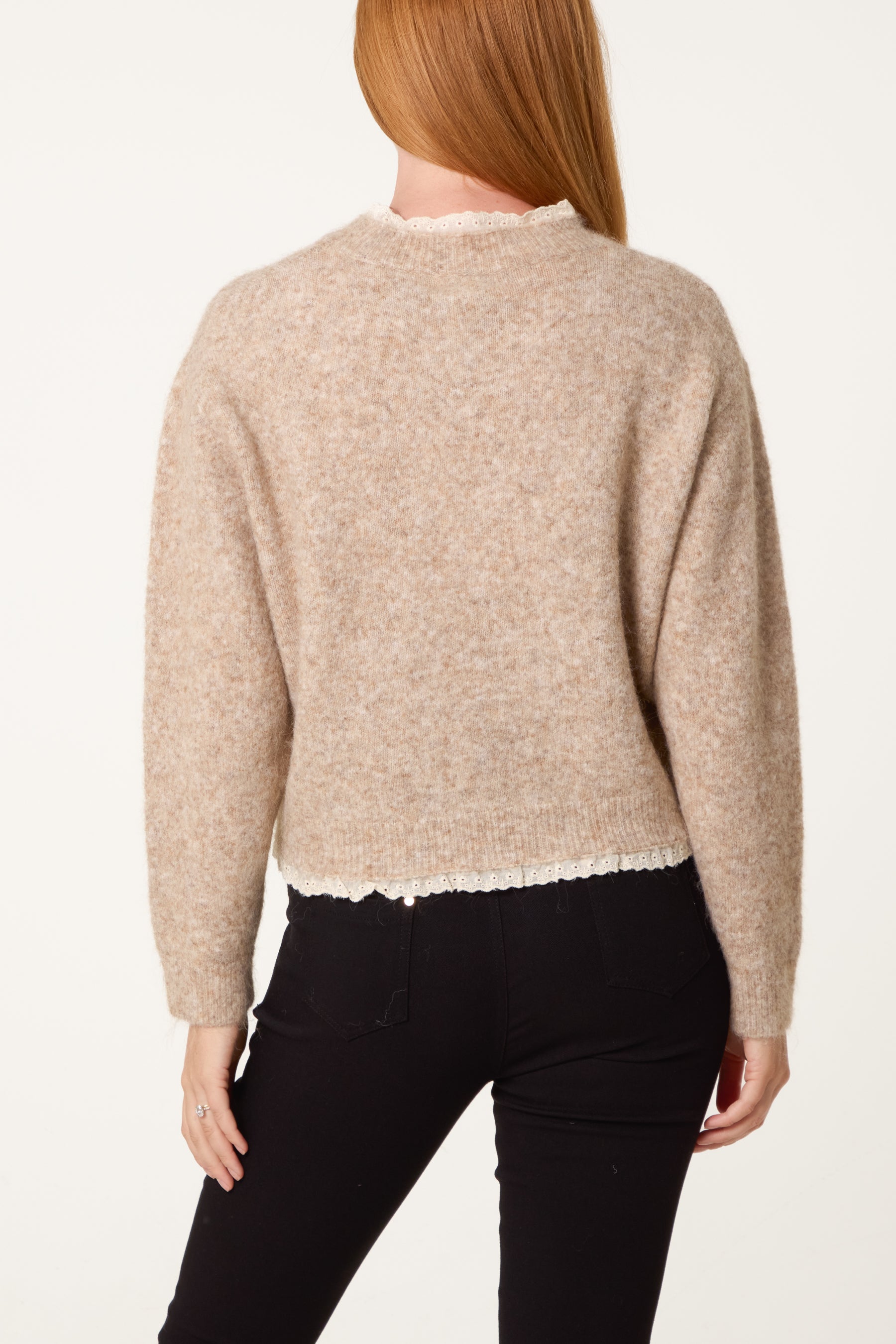 Lace Trim & Neck Knit Jumper
